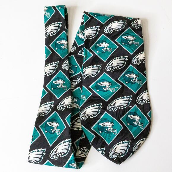 Vtg Philadelphia Eagles Neck Tie Ralph Marlin Silk 1996 RM Sport NFL 56"L 3 3/4W - Picture 5 of 5